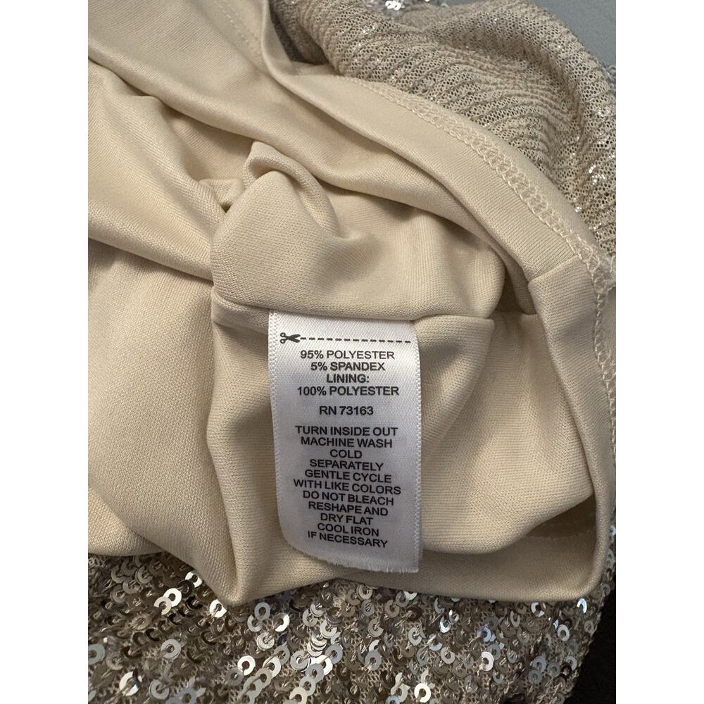 Cable & Gauge Womens Large Sequin Blouse Gold Silver Sparkle Party Holiday Top - Picture 5 of 9